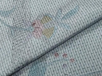 平和屋着物●中国三大刺繍　スワトウ刺繍　総刺繍　本場縞大島紬　更紗花唐草文　正絹　逸品　CABK2591gh