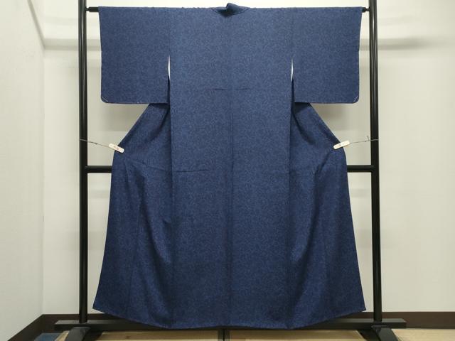 平和屋着物●藍造り国選定無形文化財　藍師・佐藤昭人　藍香房　小紋　文字　飛鳥文　正絹　逸品　CABK2601gh