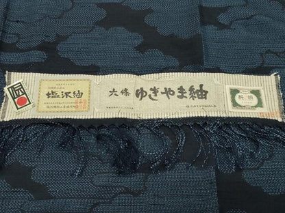 平和屋着物●塩沢紬　100亀甲　雲重ね文　証紙付き　正絹　逸品　CABK2603gh