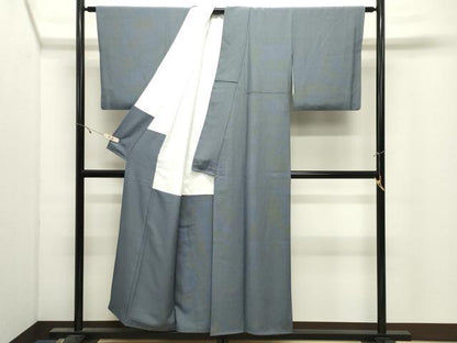 平和屋着物●京友禅作家　山科春宣監修　江戸小紋　万筋　湊鼠色×百入茶色　反端付き　正絹　逸品　CABK2605gh