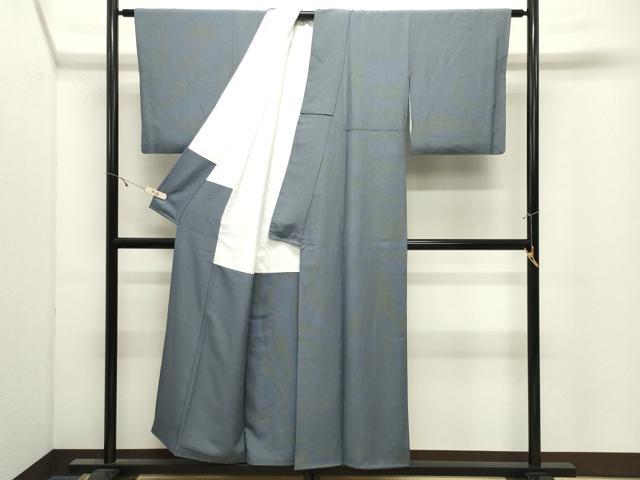 平和屋着物●京友禅作家　山科春宣監修　江戸小紋　万筋　湊鼠色×百入茶色　反端付き　正絹　逸品　CABK2605gh