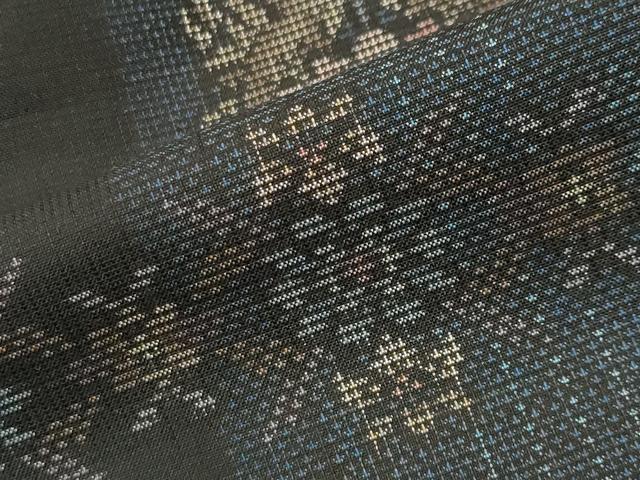 平和屋着物●都喜ヱ門　本場大島紬　9マルキ　向かい鳥花文　藤絹織物謹製　反端付き　正絹　逸品　CABK2610gh
