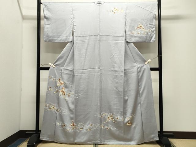 平和屋着物●訪問着　駒刺繍　扇面溢れ松葉花文　金彩　正絹　逸品　CABK2611gh