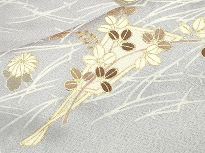 平和屋着物●訪問着　駒刺繍　扇面溢れ松葉花文　金彩　正絹　逸品　CABK2611gh
