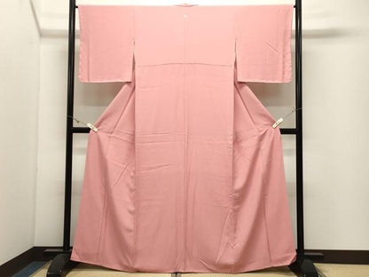 平和屋着物●上質な色無地　紅梅色　正絹　逸品　CABK2613gh