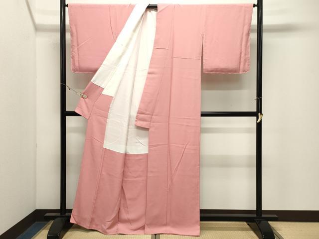 平和屋着物●上質な色無地　紅梅色　正絹　逸品　CABK2613gh