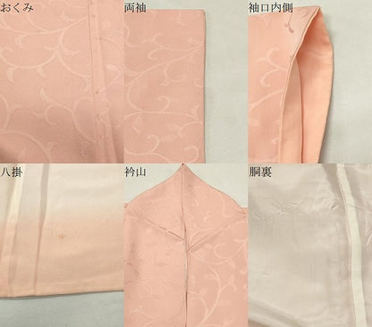 平和屋着物●上質な色無地　唐草地紋　一斤染色　正絹　逸品　CABK2614gh