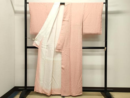 平和屋着物●上質な色無地　唐草地紋　一斤染色　正絹　逸品　CABK2614gh