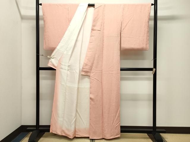 平和屋着物●上質な色無地　唐草地紋　一斤染色　正絹　逸品　CABK2614gh