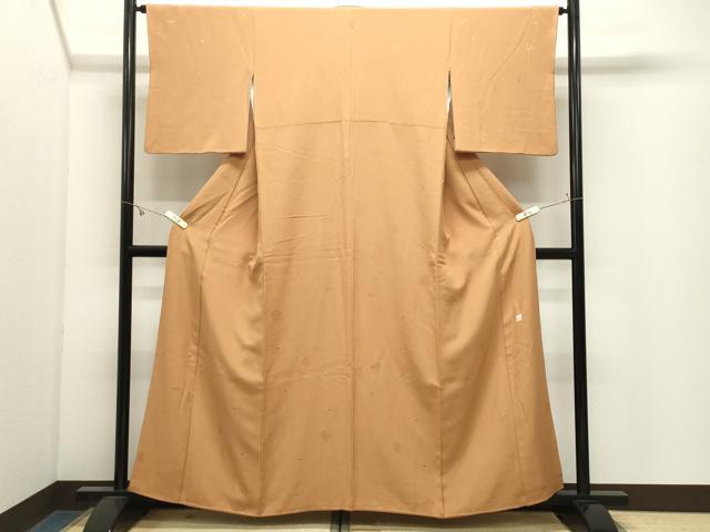 平和屋着物●世界的ファッションデザイナー　山本寛斎監修　kansaiブランド　色無地　草花地紋　柑子色　正絹　逸品　CABK2615gh