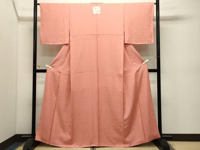 平和屋着物●上質な色無地　草花地紋　甚三紅色　さが美扱い　正絹　逸品　未使用　CABK2617gh