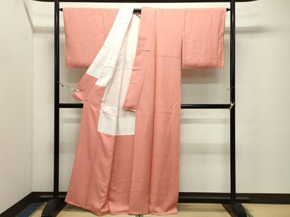 平和屋着物●上質な色無地　草花地紋　甚三紅色　さが美扱い　正絹　逸品　未使用　CABK2617gh
