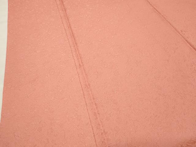 平和屋着物●上質な色無地　草花地紋　甚三紅色　さが美扱い　正絹　逸品　未使用　CABK2617gh