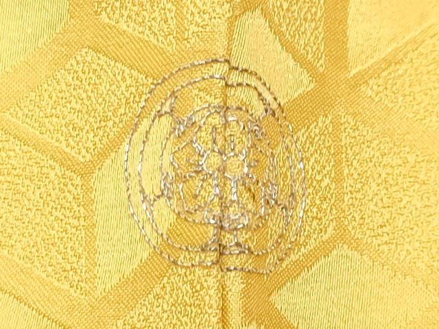 平和屋着物●上質な色無地　幾何学地紋　黄支子色　正絹　逸品　CABK2618gh