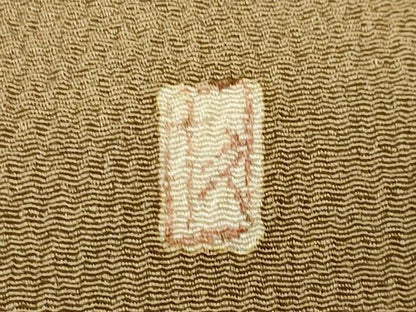 平和屋着物●加賀友禅の巨匠　初代　由水十久監修　色無地　黄橡色　鬼しぼ縮緬　正絹　逸品　CABK2621gh