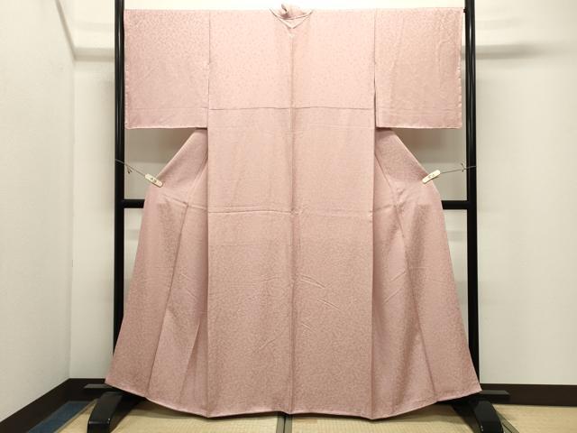 平和屋着物●上質な色無地　舞花地紋　薄柿色　さが美扱い　正絹　逸品　未使用　CABK2623gh