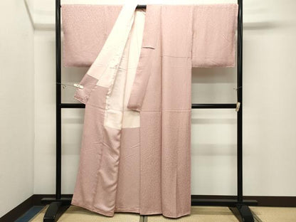 平和屋着物●上質な色無地　舞花地紋　薄柿色　さが美扱い　正絹　逸品　未使用　CABK2623gh