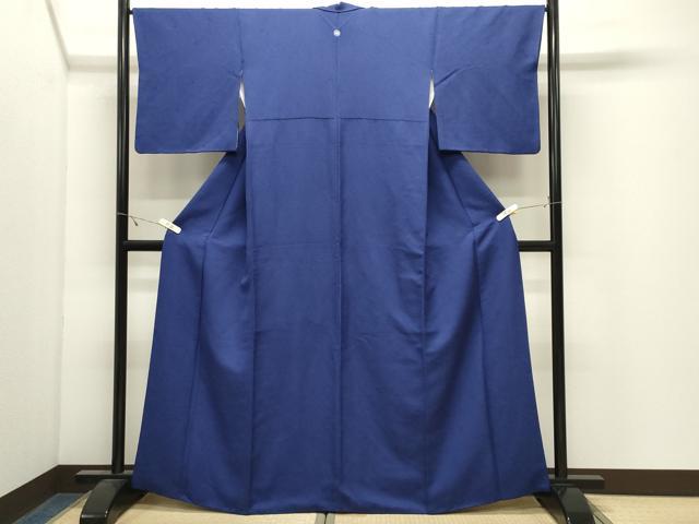 平和屋着物●上質な色無地　作家物　草花地紋　鉄紺色　正絹　逸品　CABK2628gh