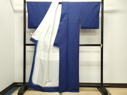平和屋着物●上質な色無地　作家物　草花地紋　鉄紺色　正絹　逸品　CABK2628gh