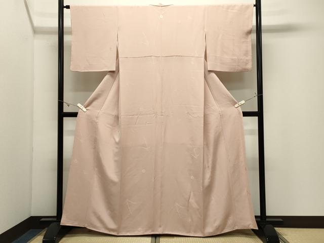 平和屋着物●上質な色無地　抽象地紋　洗柿色　正絹　逸品　CABK2629gh