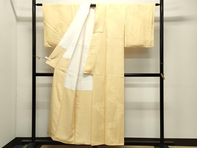平和屋着物●上質な色無地　亀甲花地紋　卵色　正絹　逸品　未使用　CABK2630gh