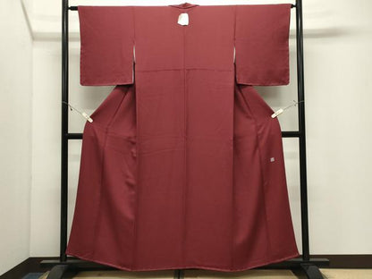 平和屋着物●京加賀友禅　百貫達雄監修　色無地　蘇芳色　正絹　逸品　未使用　CABK2632gh