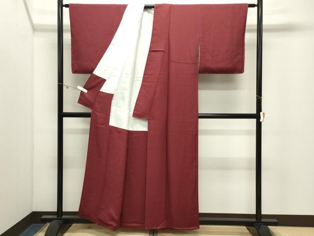 平和屋着物●京加賀友禅　百貫達雄監修　色無地　蘇芳色　正絹　逸品　未使用　CABK2632gh