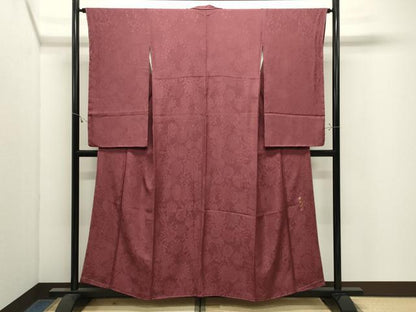 平和屋着物●現代アンティーク　貝島はるみ監修　綺麗伝説　小振袖　二尺袖　色無地　乱菊地紋　海老茶色　正絹　逸品　未使用　CABK2637gh