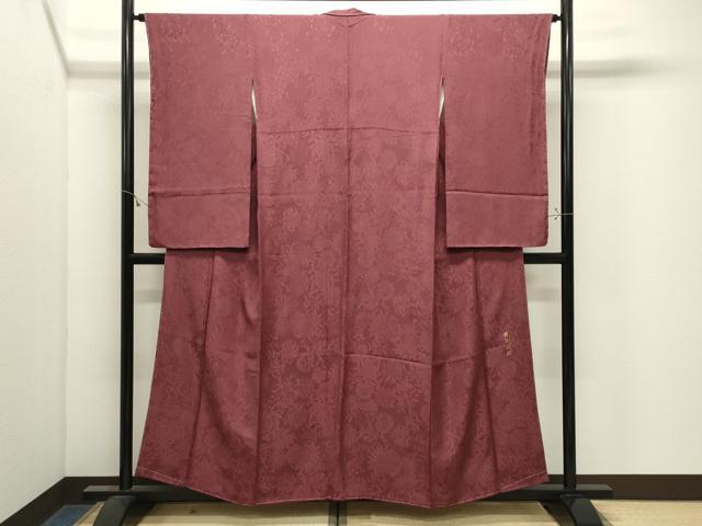 平和屋着物●現代アンティーク　貝島はるみ監修　綺麗伝説　小振袖　二尺袖　色無地　乱菊地紋　海老茶色　正絹　逸品　未使用　CABK2637gh