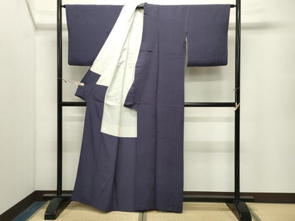 平和屋着物●上質な色無地　芝草紋紗　紫黒色　正絹　逸品　CABK2638gh