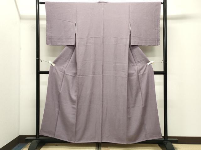 平和屋着物●上質な色無地　紗綾形地紋　薄葡萄色　正絹　逸品　未使用　CABK2641gh