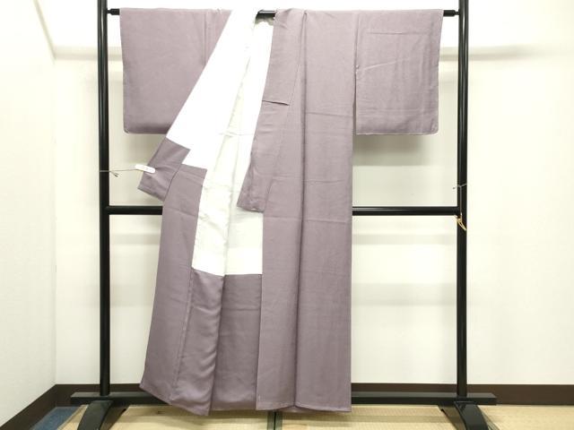 平和屋着物●上質な色無地　紗綾形地紋　薄葡萄色　正絹　逸品　未使用　CABK2641gh