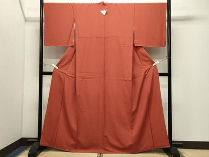 平和屋着物●上質な色無地　丹色　正絹　逸品　未使用　CABK2643gh