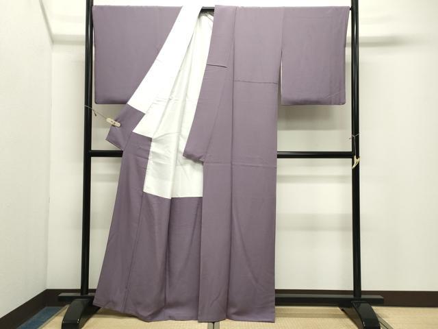 平和屋着物●上質な色無地　鳩羽色　正絹　逸品　CABK2648gh
