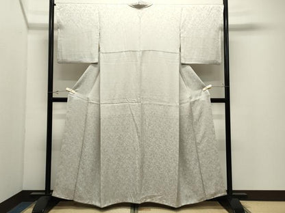 平和屋着物●上質な色無地　霞地紋　絹鼠色　正絹　逸品　CABK2651gh