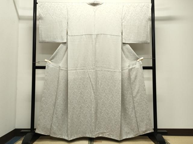 平和屋着物●上質な色無地　霞地紋　絹鼠色　正絹　逸品　CABK2651gh