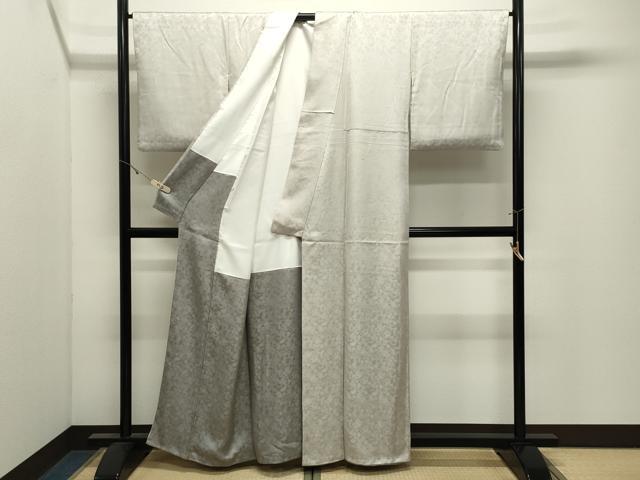 平和屋着物●上質な色無地　霞地紋　絹鼠色　正絹　逸品　CABK2651gh