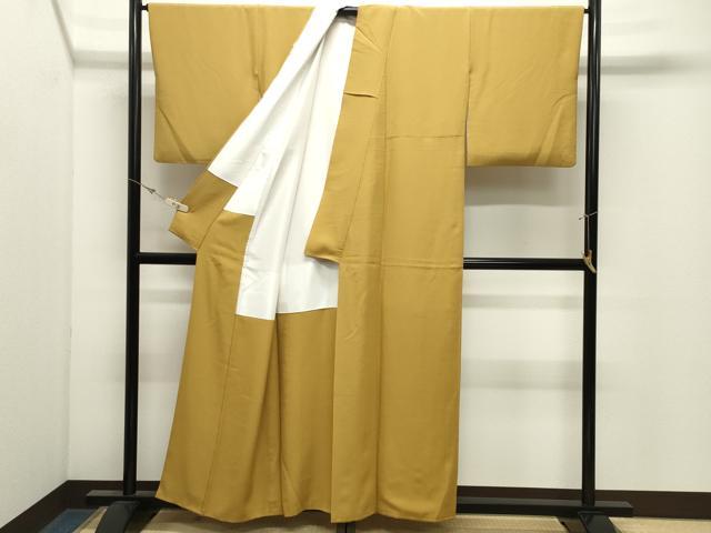 平和屋着物●上質な色無地　櫨染色　正絹　逸品　CABK2652gh
