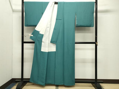 平和屋着物●本草木染作家　圓啓　色無地　青碧色　正絹　逸品　CABK2653gh