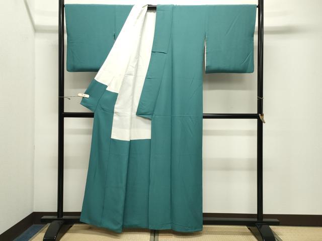 平和屋着物●本草木染作家　圓啓　色無地　青碧色　正絹　逸品　CABK2653gh