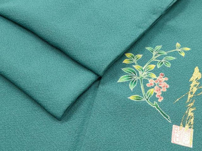 平和屋着物●本草木染作家　圓啓　色無地　青碧色　正絹　逸品　CABK2653gh