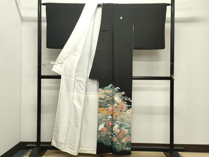 平和屋着物●豪華黒留袖　作家物　刺繍　風景花文　暈し染め　金銀彩　正絹　逸品　CABK2661gh