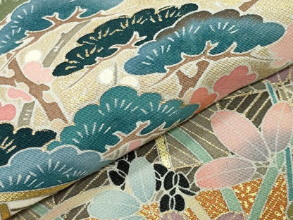 平和屋着物●豪華黒留袖　作家物　刺繍　風景花文　暈し染め　金銀彩　正絹　逸品　CABK2661gh