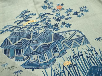 平和屋着物●人間国宝　五代　田畑喜八　訪問着　紬地　駒刺繍　御所解花文　おく田謹製　正絹　逸品　CABK2677gh