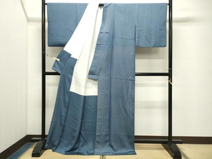 平和屋着物●国際的伝統工芸作家　十二代・藤林徳扇　苑寿　小紋　霞文　銀通し地　正絹　逸品　CABK2678gh