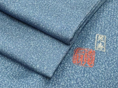 平和屋着物●国際的伝統工芸作家　十二代・藤林徳扇　苑寿　小紋　霞文　銀通し地　正絹　逸品　CABK2678gh