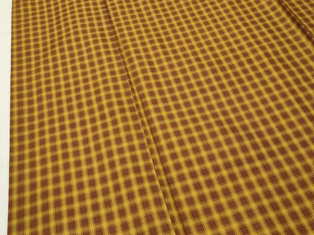 平和屋着物●本場黄八丈　綾織　紬　格子柄　正絹　逸品　CABK2685gh