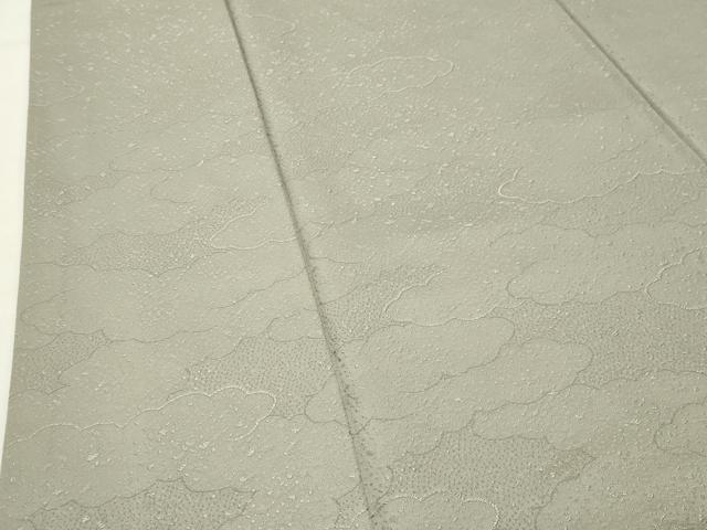 平和屋着物●上質な色無地　雲重ね地紋　灰汁色　正絹　逸品　未使用　CABK2686gh