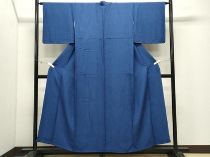 平和屋着物●上質な色無地　霞地紋　紺色　正絹　逸品　CABK2689gh
