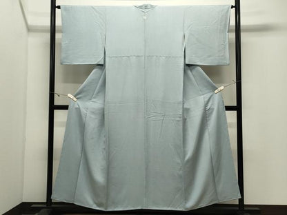 平和屋着物●上質な色無地　霞地紋　藍白色　正絹　逸品　CABK2690gh